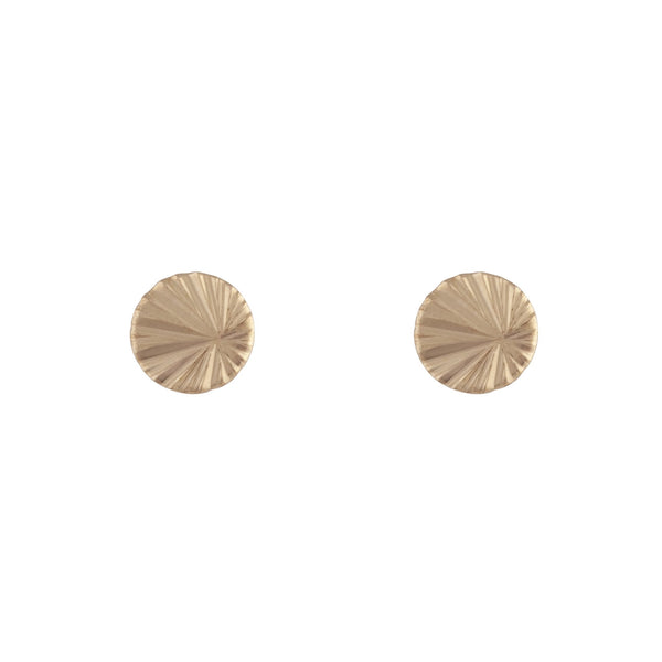 Gold Textured Wheel Stud Earrings