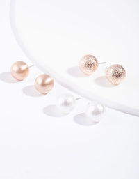 Rose Gold Pearl Sandblast Earring Pack - link has visual effect only
