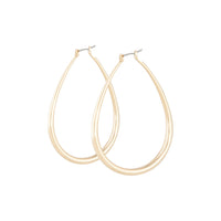 Polished Gold Pipe Tear Hoop Earrings - link has visual effect only