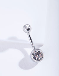 Silver Double Diamante Belly Bar - link has visual effect only