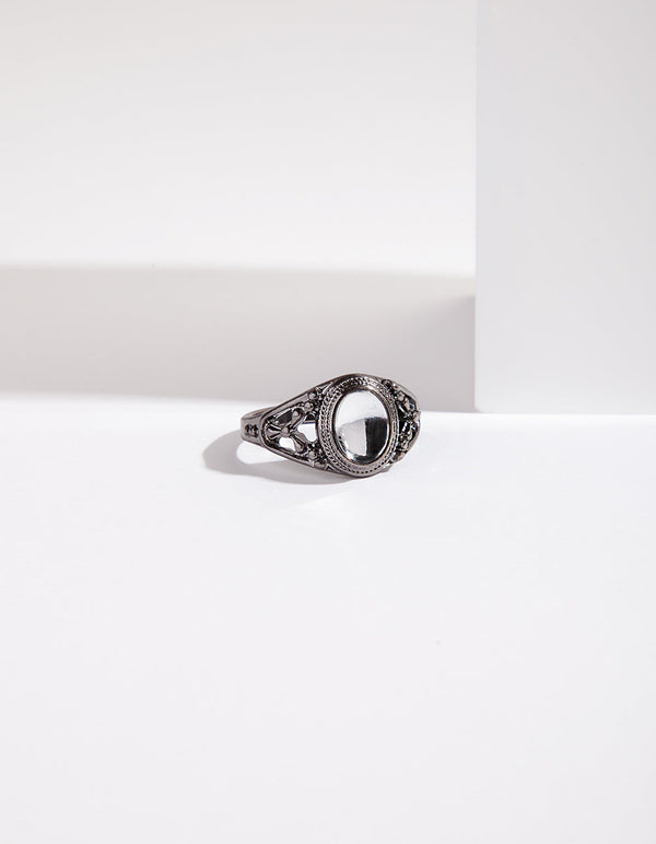 Gunmetal Vintage Stone Ring