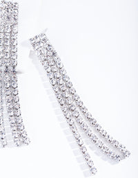 Rhodium Triple Diamante Earrings - link has visual effect only
