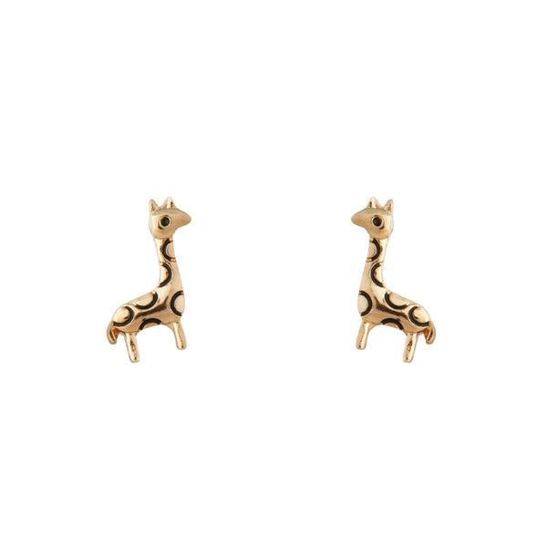Gold Etched Giraffe Stud Earrings