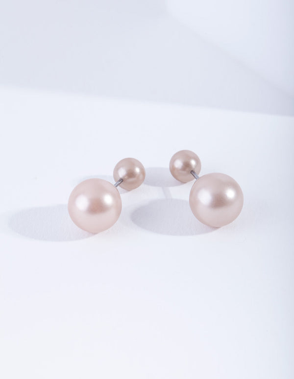 Pearl Pink Sandwich Stud Earrings