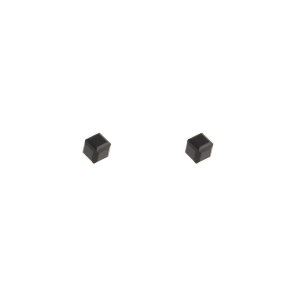 Solid Black 3D Cube Stud Earrings