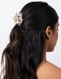 Gold Butterfly Diamante Pearl Comb - link has visual effect only
