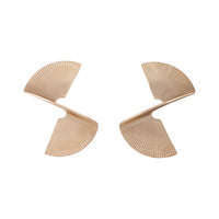 Gold Corrugated Swirl Statement Stud - link has visual effect only