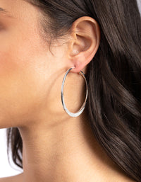 Silver Flat Edge Glitter Hoop Earrings - link has visual effect only