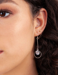 Silver Cubic Zirconia Circle Drop Earrings - link has visual effect only