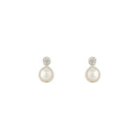 Silver Pearl Bottom Diamante Stud Earrings - link has visual effect only