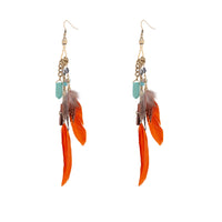 Multicoloured Feather Chain Drop Earrings - link has visual effect only
