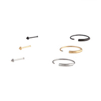 Mixed Metals Bar Ring Pin Nose 6-Pack - link has visual effect only