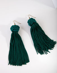 Emerald Green Plait Ball Tassel Earrings - link has visual effect only