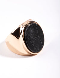 Gold Oval Stone Thick Ring - link has visual effect only