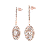 Rose Gold Round Diamante Detail Drop Earrings - link has visual effect only