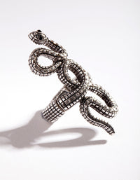 Silver Snake Diamante Stretch Ring - link has visual effect only