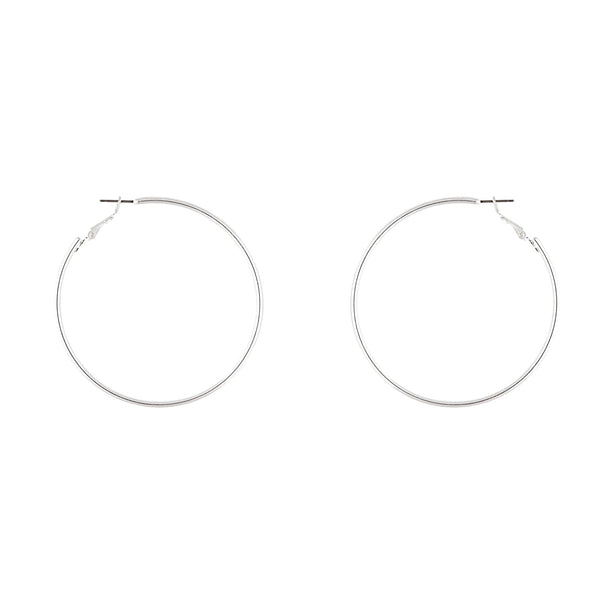 Silver Rounded 6cm Hoop Earrings