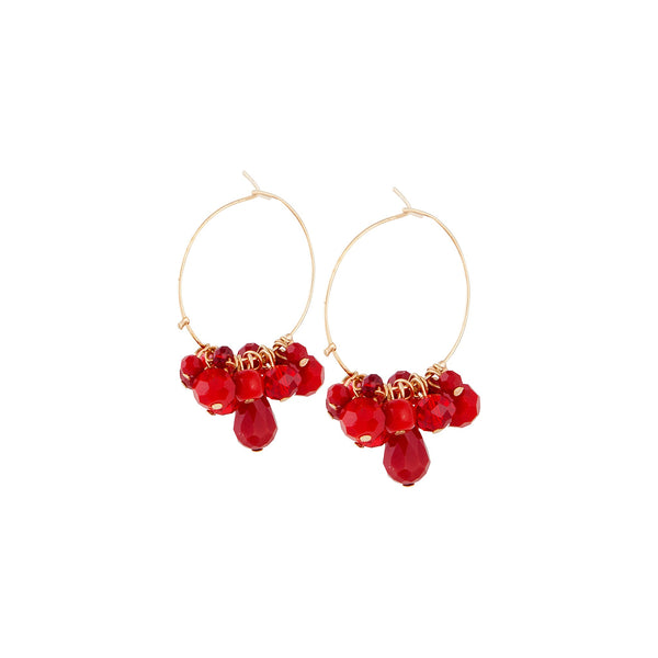 Red Gold Facet Bead Charm Hoop