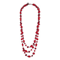 Red Gunmetal Triple Row Mixed Bead Necklace - link has visual effect only