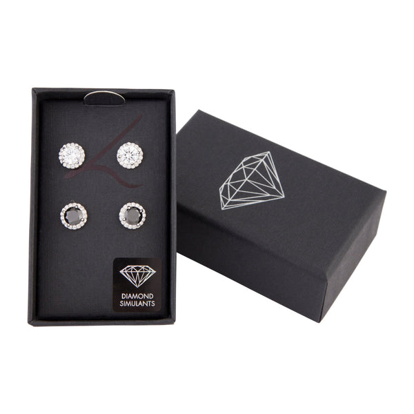 Black & Crystal Rounded Studs