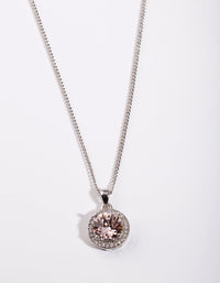 Diamond Simulant Peach Circle Necklace - link has visual effect only