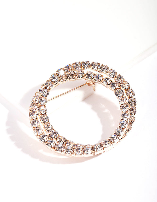 Rose Gold Double Diamante Brooch