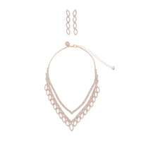 Rose Gold Diamante Earrings Necklace Leaf Set - link has visual effect only