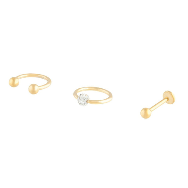 Gold Surgical Steel Hoop Stud Ball 3 Pack
