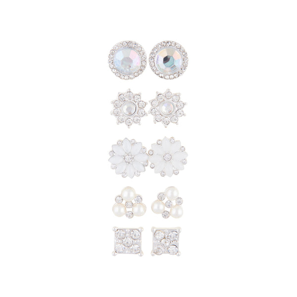 Silver Floral Clip On Earrings