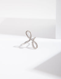 Rhodium Cubic Zirconia Looped Ring - link has visual effect only