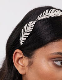 Silver Crystal Leaf Headband - link has visual effect only