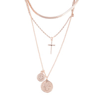Rose Gold Cross Coin Layered Necklace - link has visual effect only