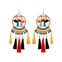 Green Yellow Tassel Bead Statement Earrings - link has visual effect only