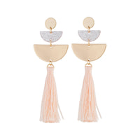 Pink Gold Half Circle Acrylic Tassel Earrings - link has visual effect only