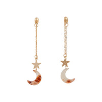 Gold Pink Acrylic Star Moon Earrings - link has visual effect only