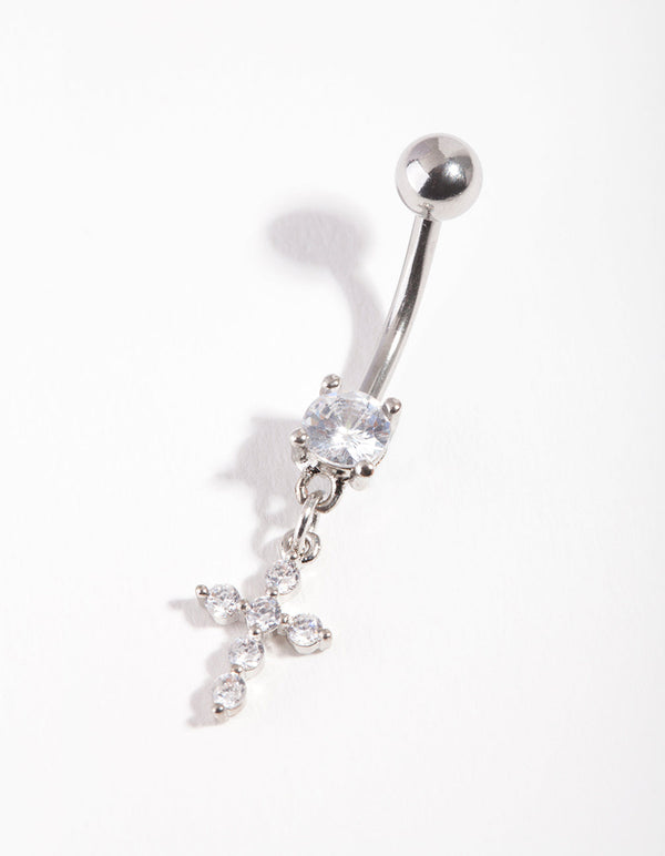 Surgical Steel Cubic Zirconia Belly Bar