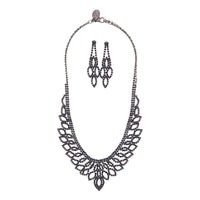 Gunmetal Blue Cup Chain Necklace Earrings Set - link has visual effect only