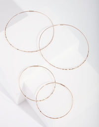 Rose Gold Diamond Cut Hoop Earrings Duo - link has visual effect only