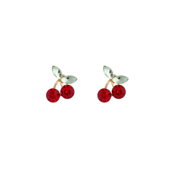 Red Gold Mini Cherry Stone Earrings