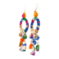 Gathered Multi-Coloured Fabric Ball Earrings - link has visual effect only