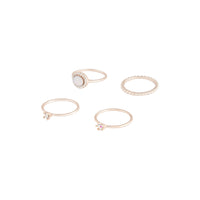 Rose Gold Round Stone Multi Ring - link has visual effect only