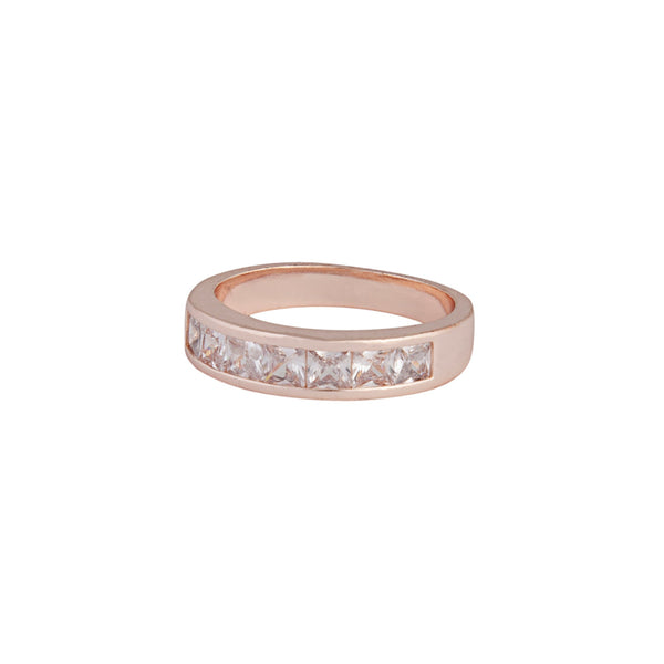 Rose Gold Cubic Zirconia Square Cut Band Ring