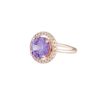 Rose Gold Purple Cubic Zirconia Round Surround Ring - link has visual effect only