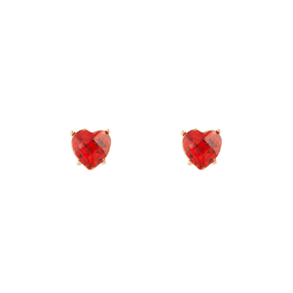 Red Glitter Heart Stud Earrings