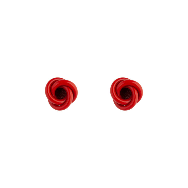 Red Classic Knot Stud Earrings
