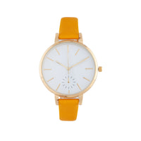 Mustard Blank Face PU Strap Watch - link has visual effect only