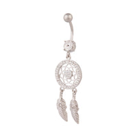 Silver Surgical Steel Diamante Dreamcatcher Belly Bar - link has visual effect only