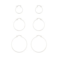 Silver Thick Hoop Gradual Earrings Trio - link has visual effect only