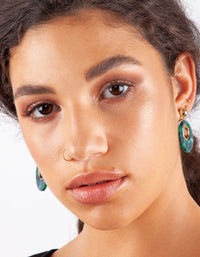 Gold Green Circle Acrylic Earrings - link has visual effect only