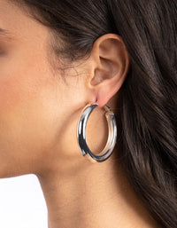 Polished Silver Chunky Hoop Earrings - link has visual effect only